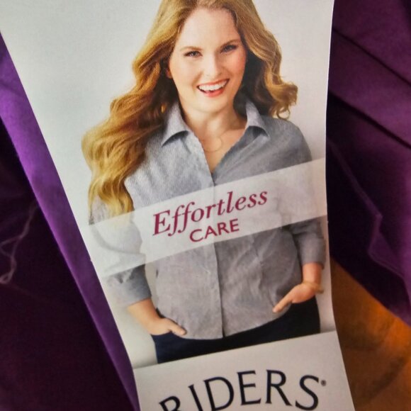 RIDERS by Lee 4X Effortless Care 3/4 Sleeve Button Down Blouse - Picture 6 of 6
